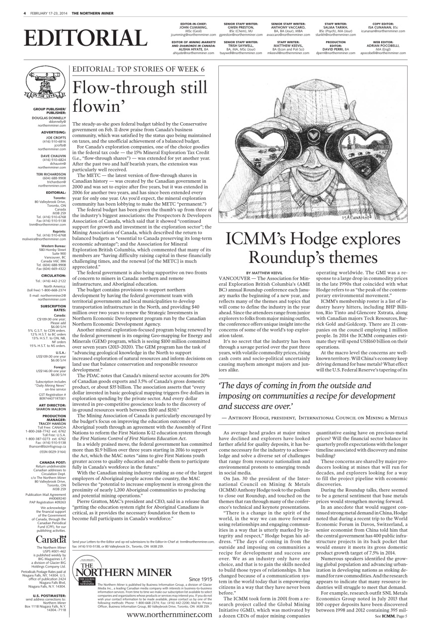 The Northern Miner Preview Pages