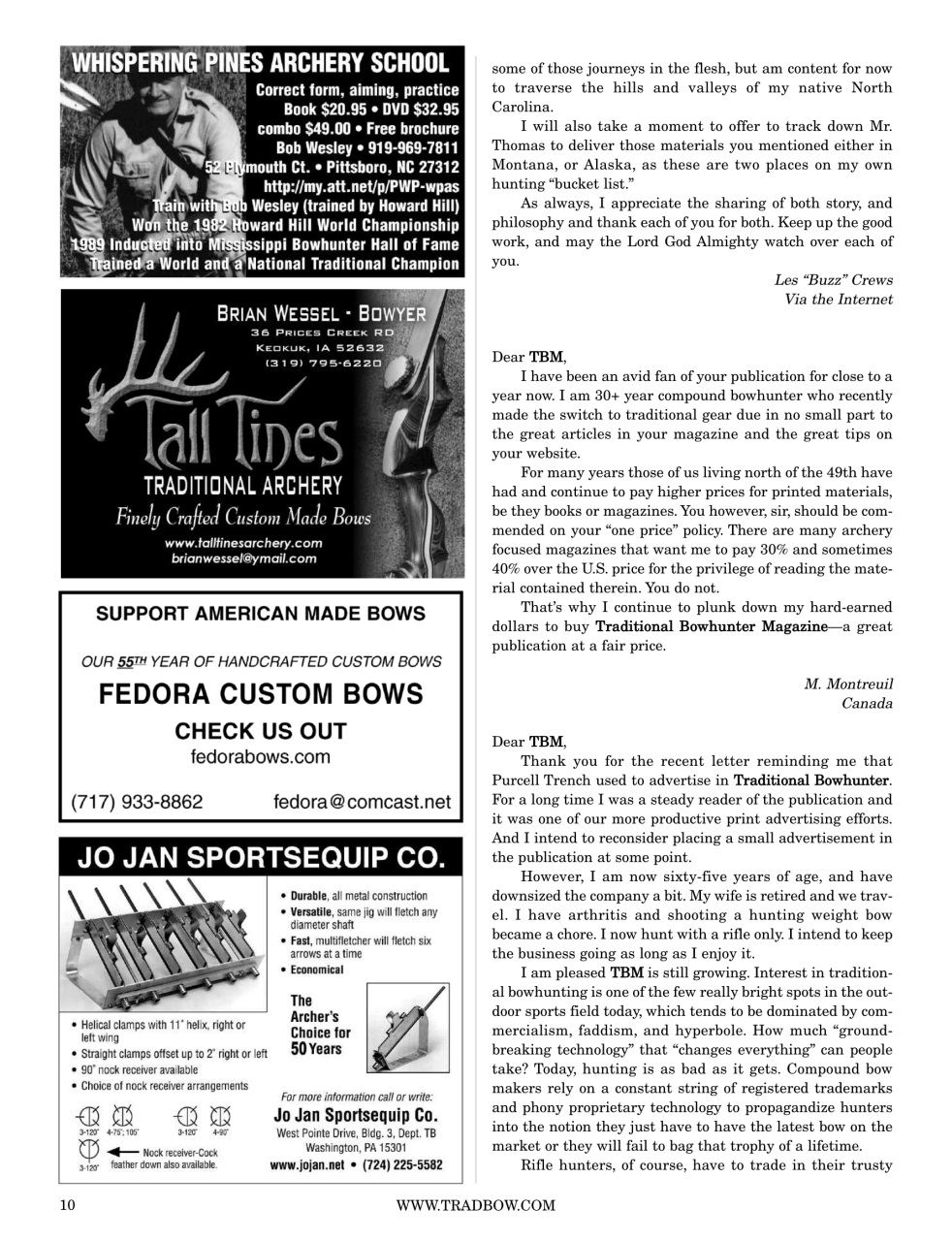 Traditional Bowhunter Magazine Preview Pages