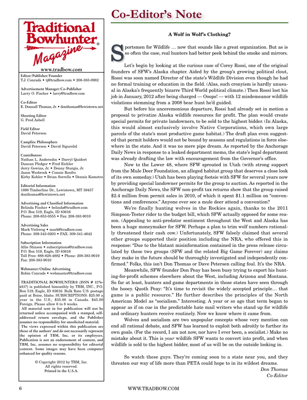 Traditional Bowhunter Magazine Preview Pages