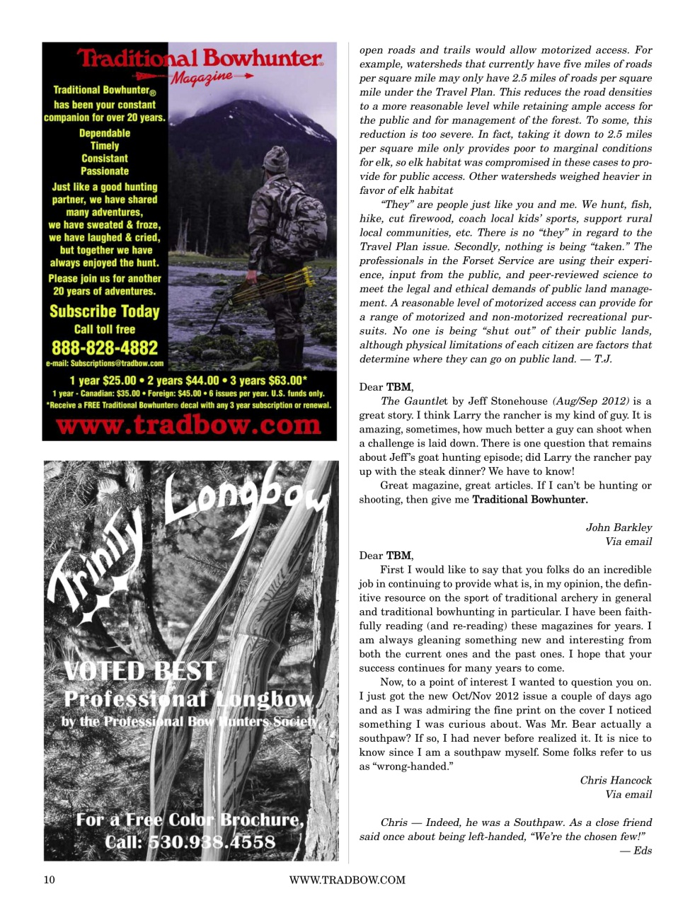 Traditional Bowhunter Magazine Preview Pages