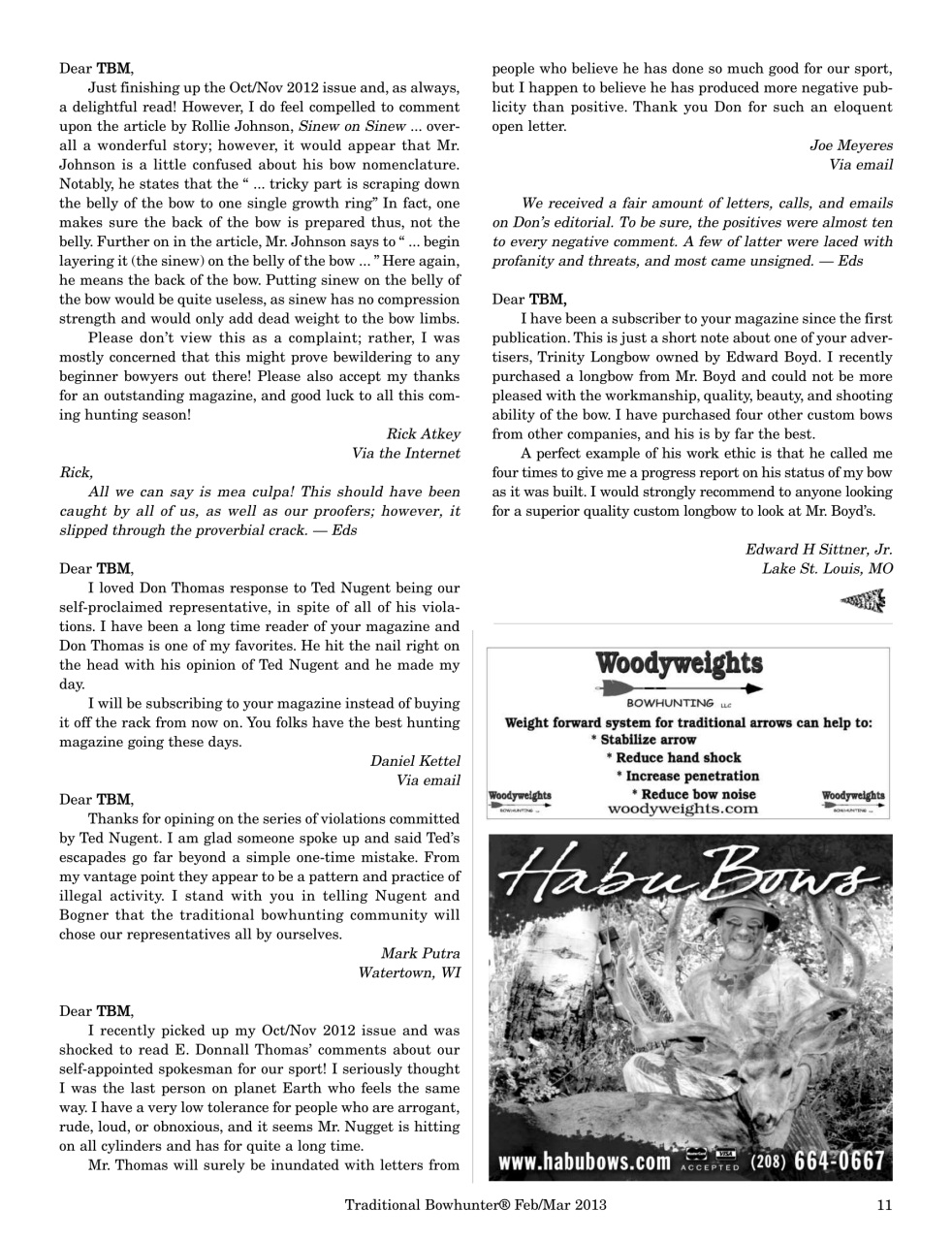 Traditional Bowhunter Magazine Preview Pages