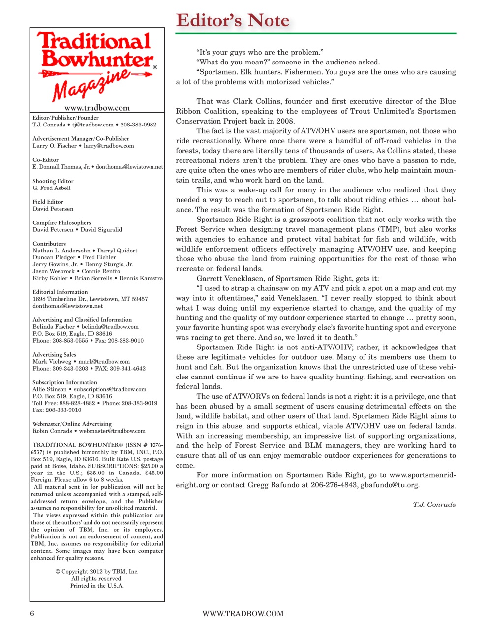 Traditional Bowhunter Magazine Preview Pages