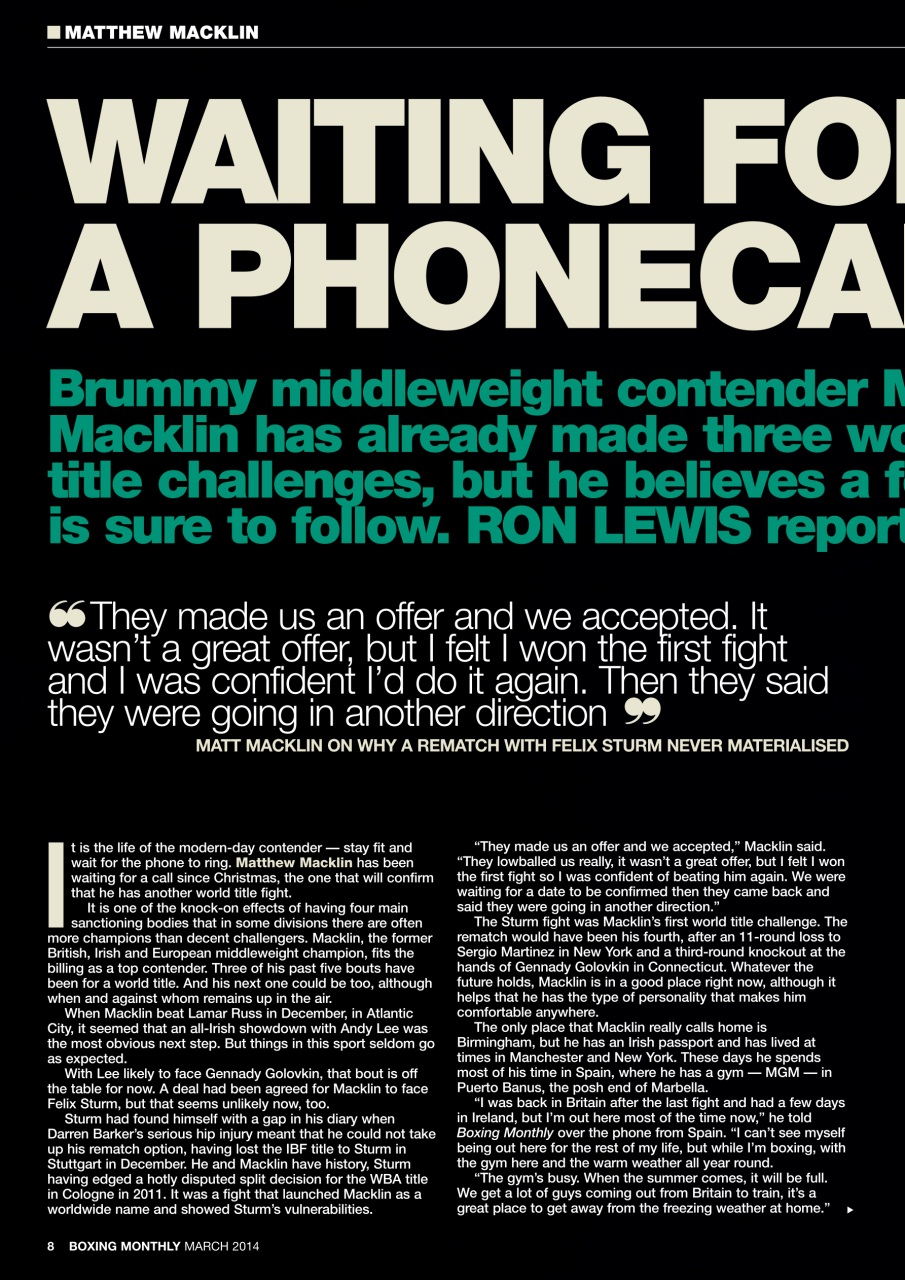Boxing Monthly Preview Pages