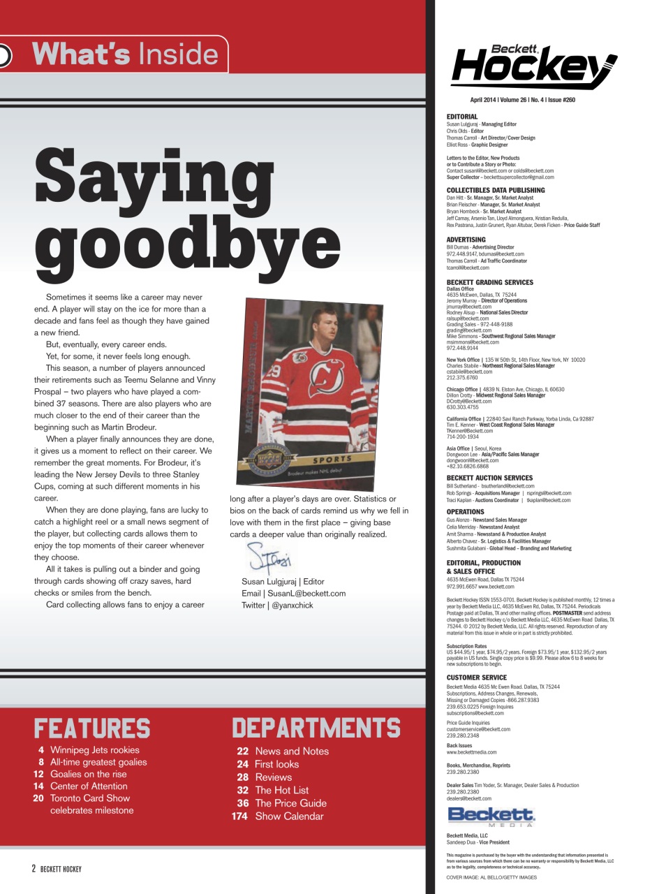 Beckett Hockey Magazine Preview Pages