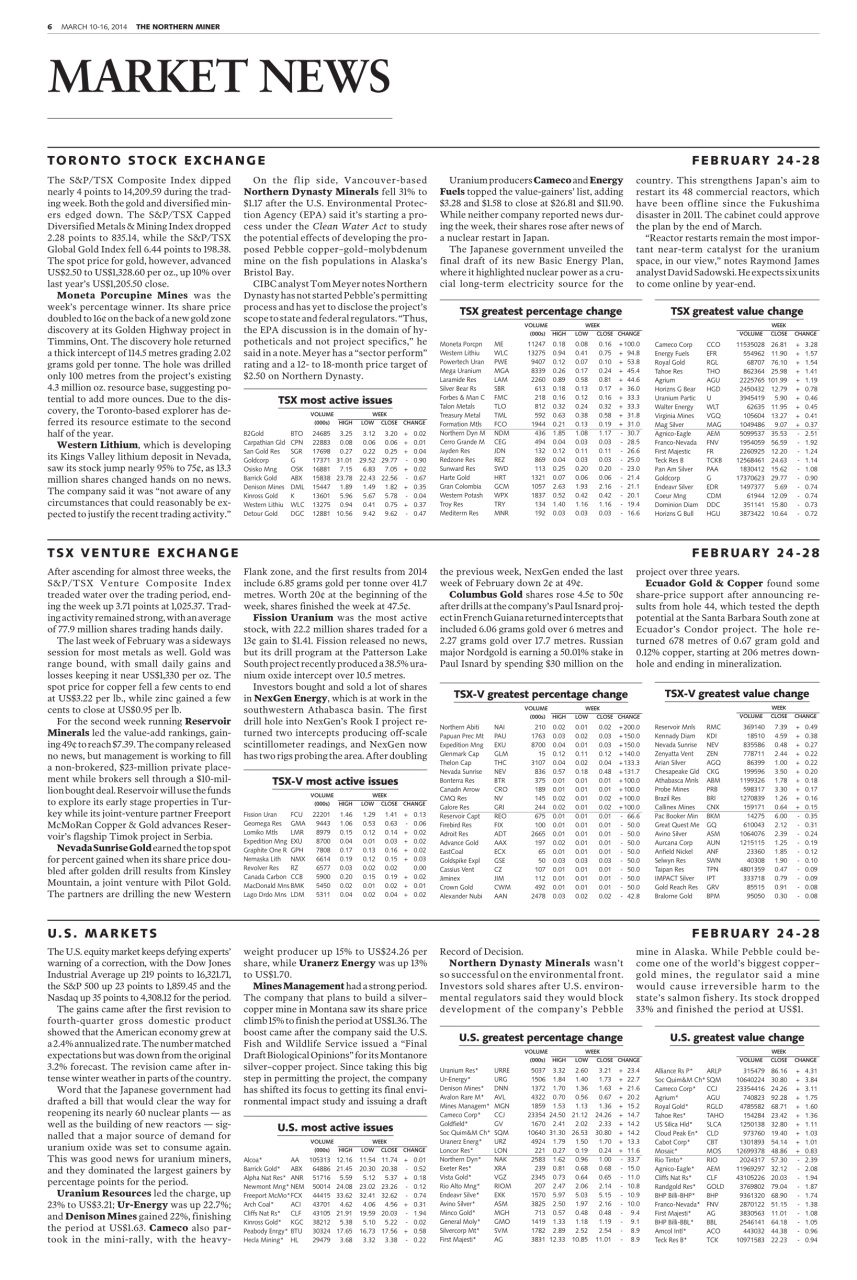 The Northern Miner Preview Pages