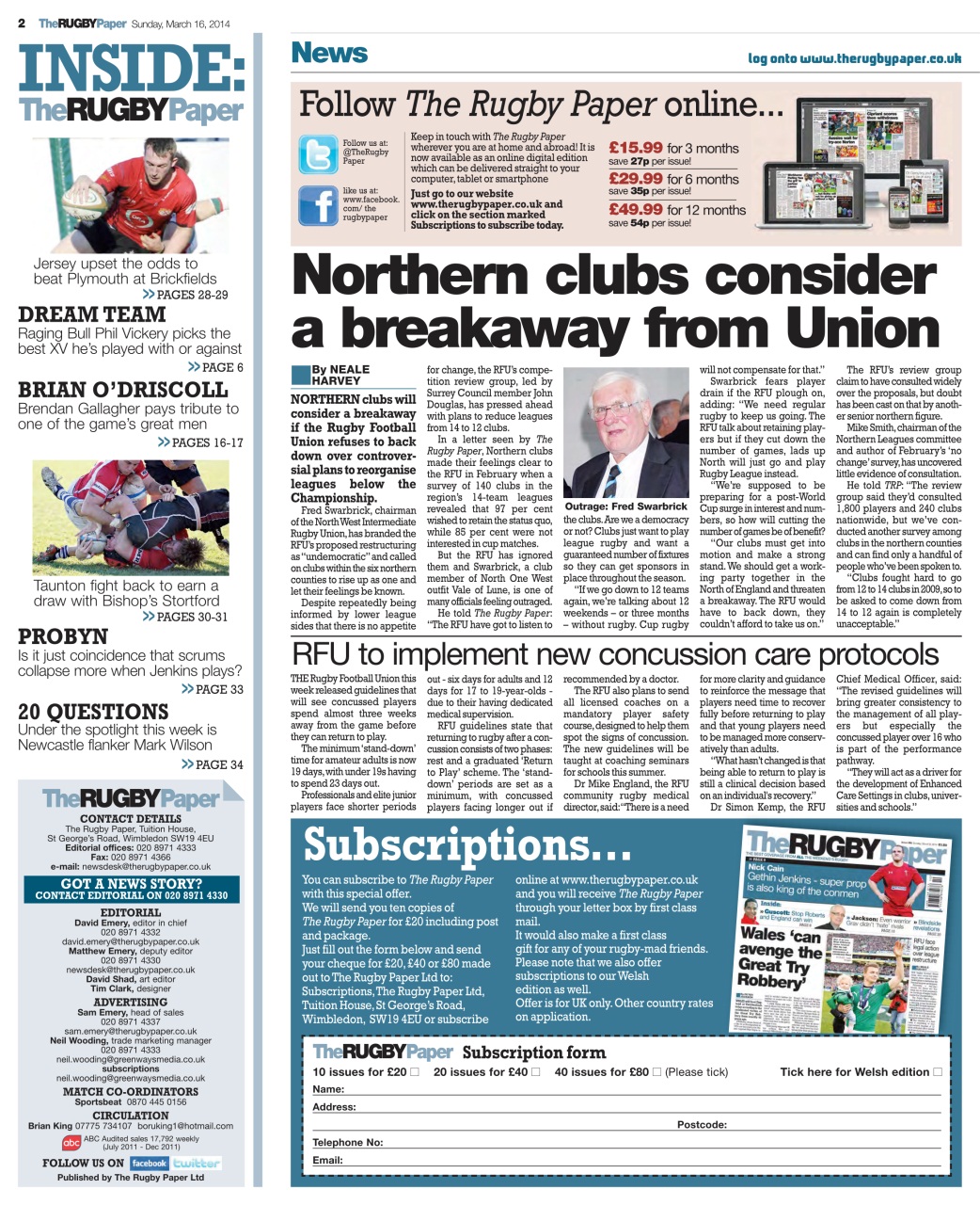 The Rugby Paper Preview Pages