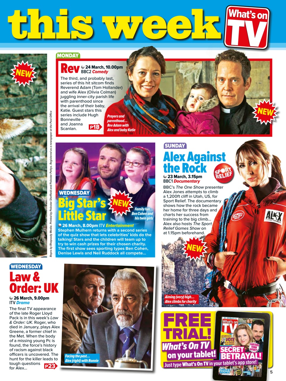 What's on TV Preview Pages