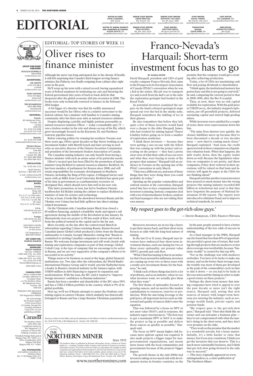 The Northern Miner Preview Pages