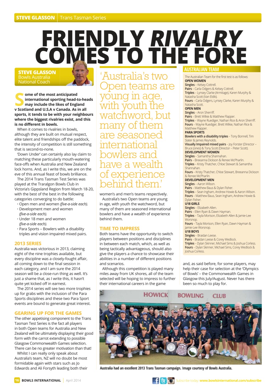 Bowls International Preview Pages