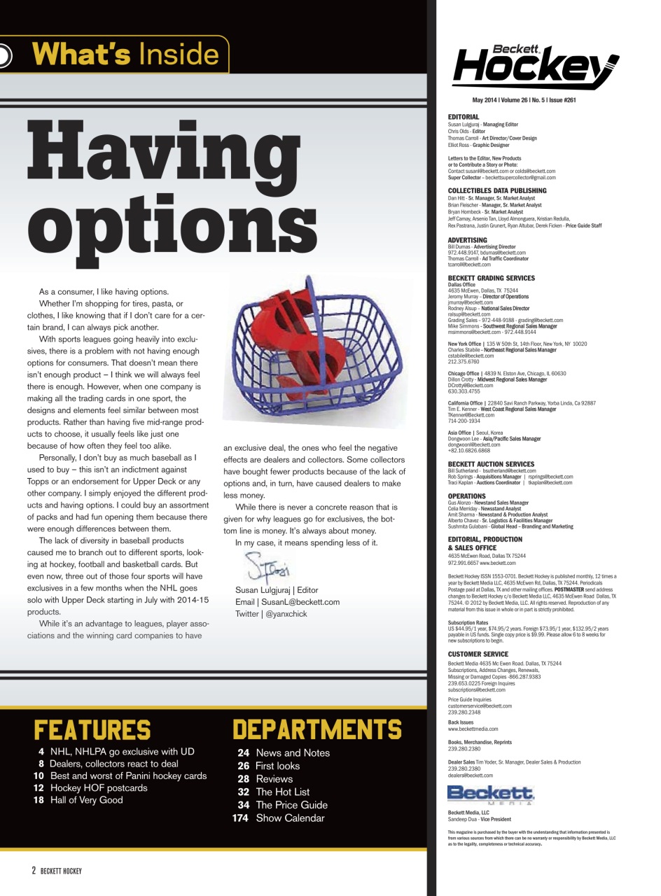 Beckett Hockey Magazine Preview Pages