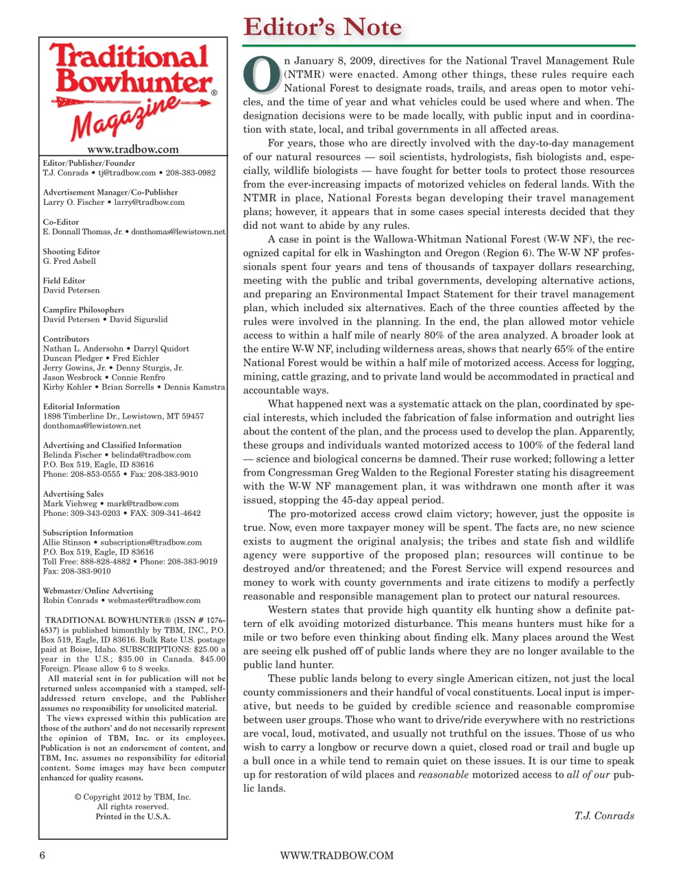 Traditional Bowhunter Magazine Preview Pages