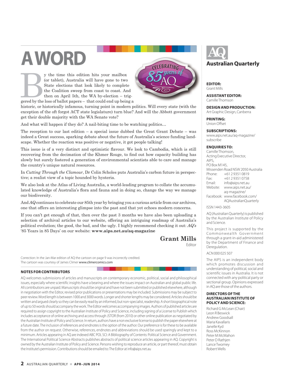 AQ: Australian Quarterly Preview Pages