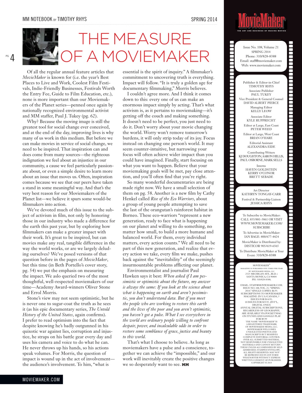 MovieMaker Magazine Preview Pages