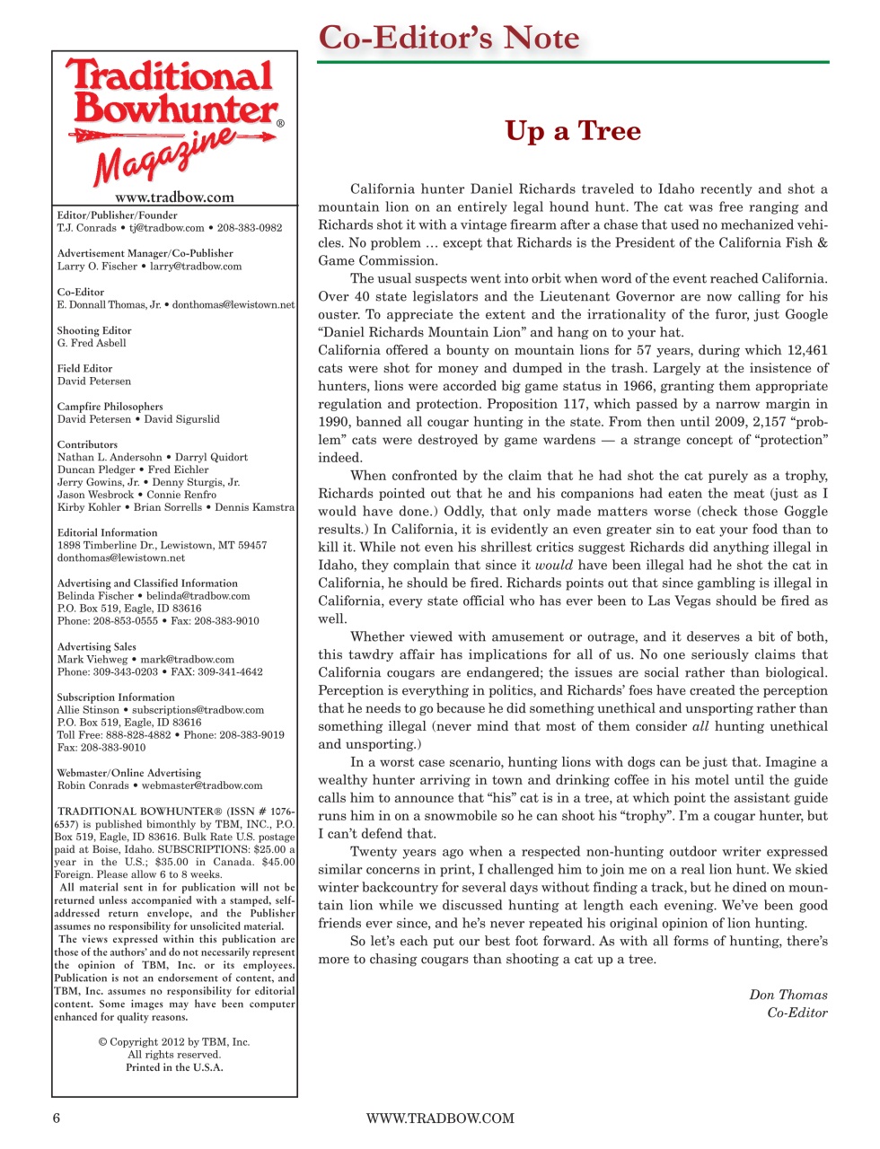 Traditional Bowhunter Magazine Preview Pages