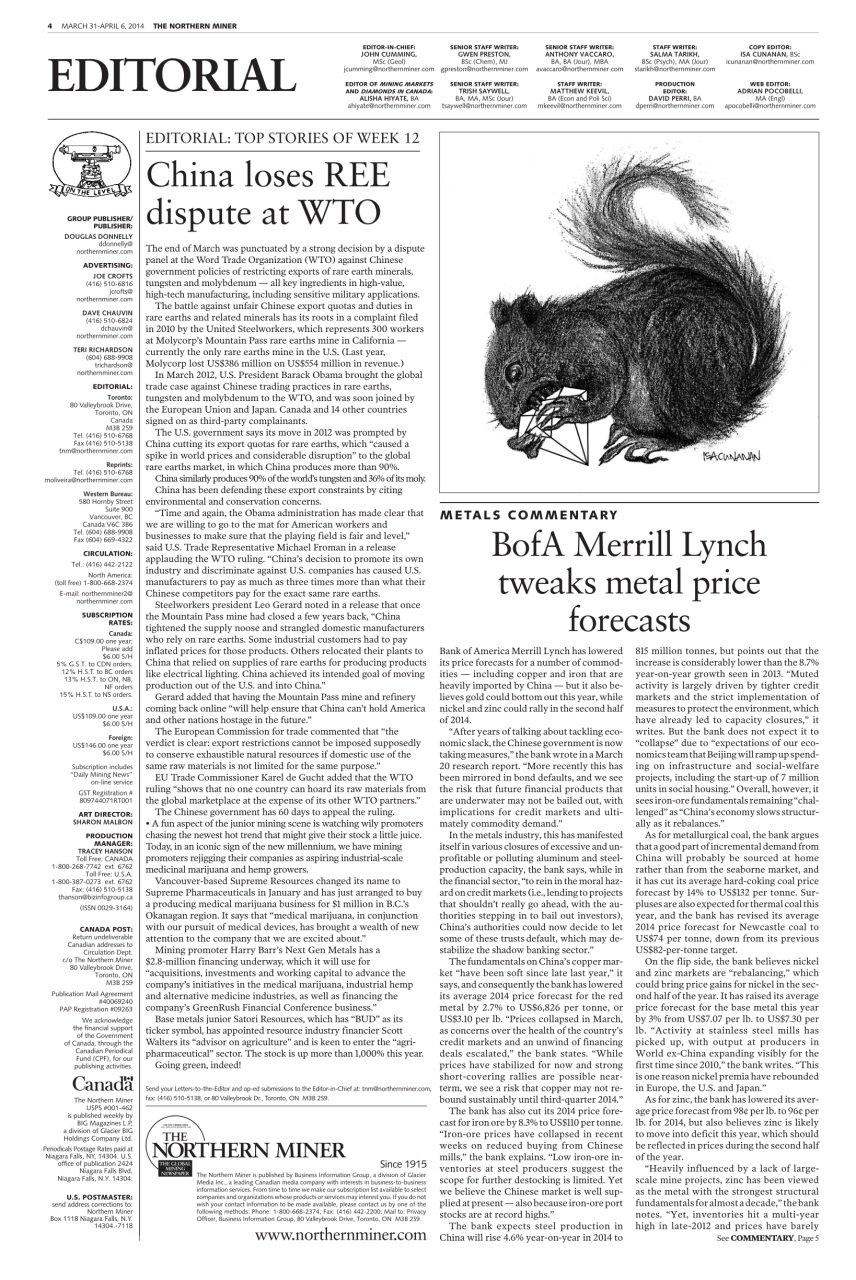 The Northern Miner Preview Pages