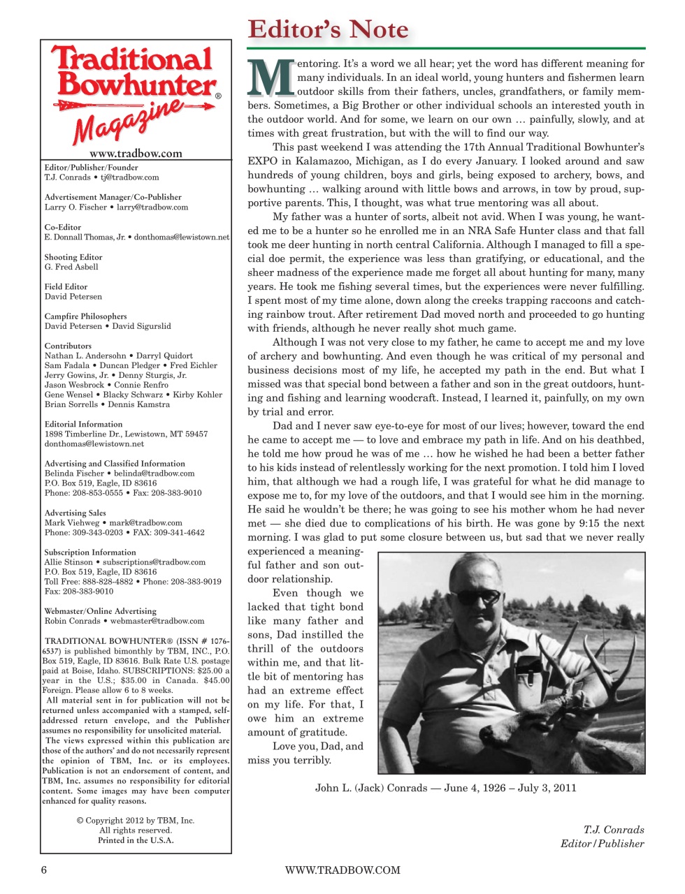 Traditional Bowhunter Magazine Preview Pages