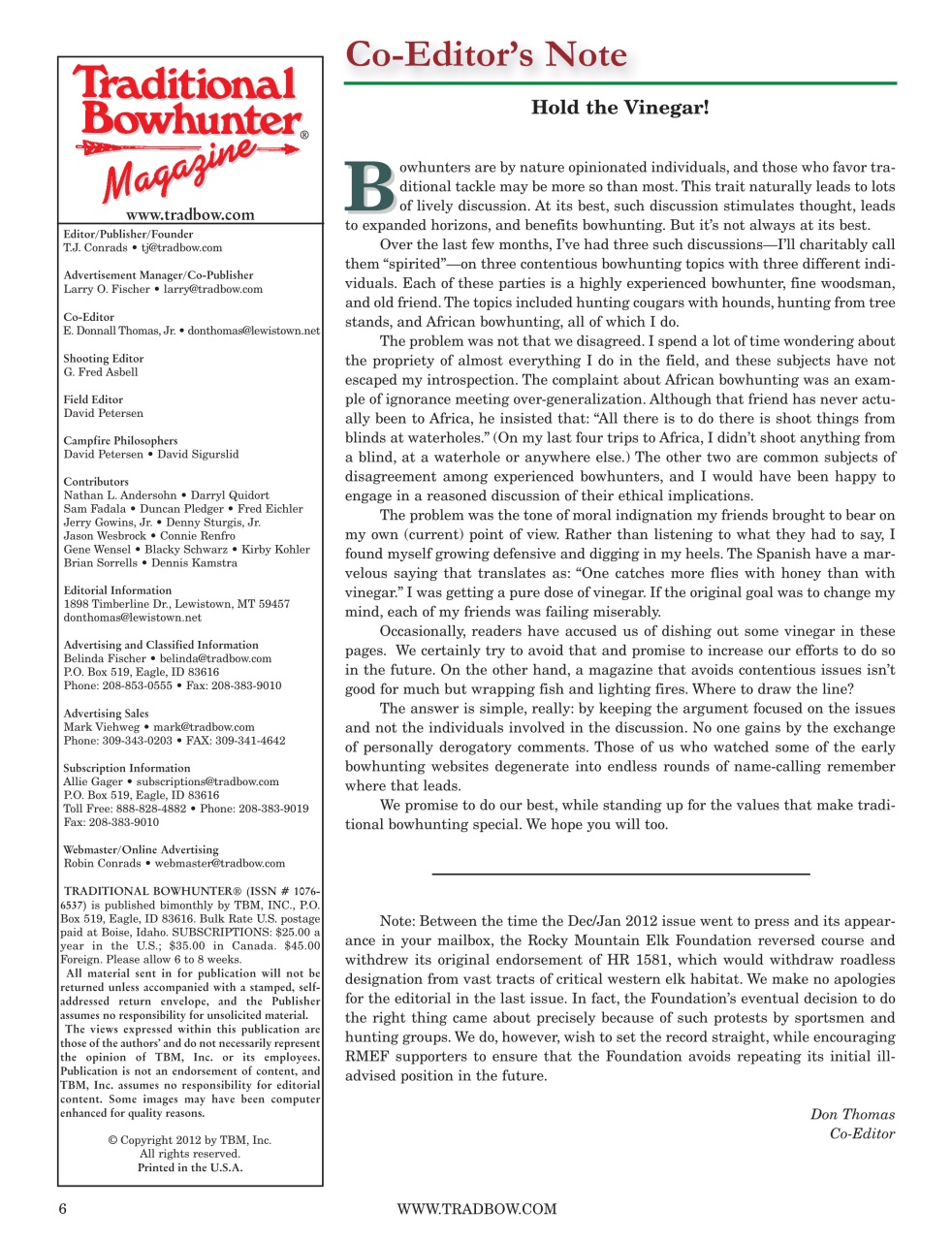 Traditional Bowhunter Magazine Preview Pages