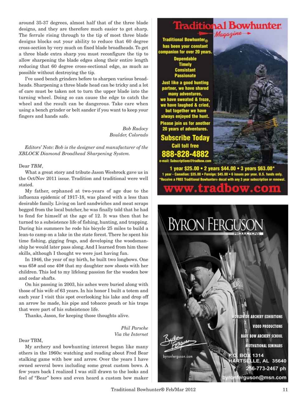 Traditional Bowhunter Magazine Preview Pages