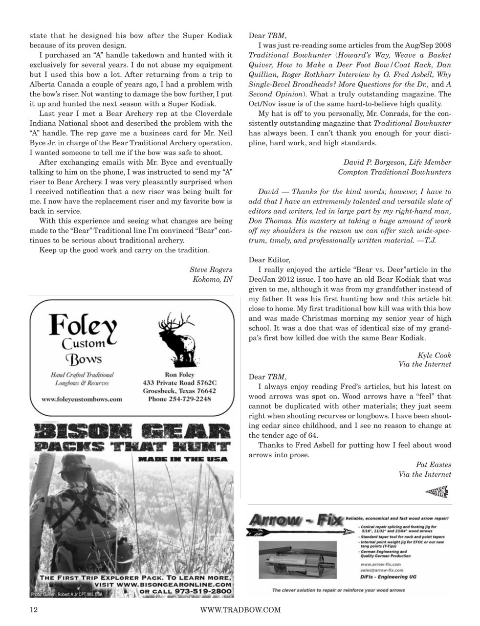 Traditional Bowhunter Magazine Preview Pages