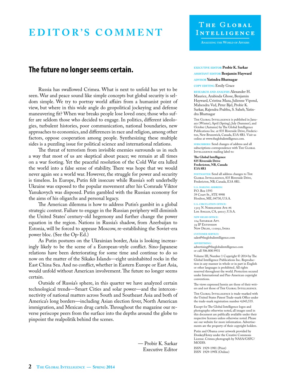 The Global Intelligence Preview Pages