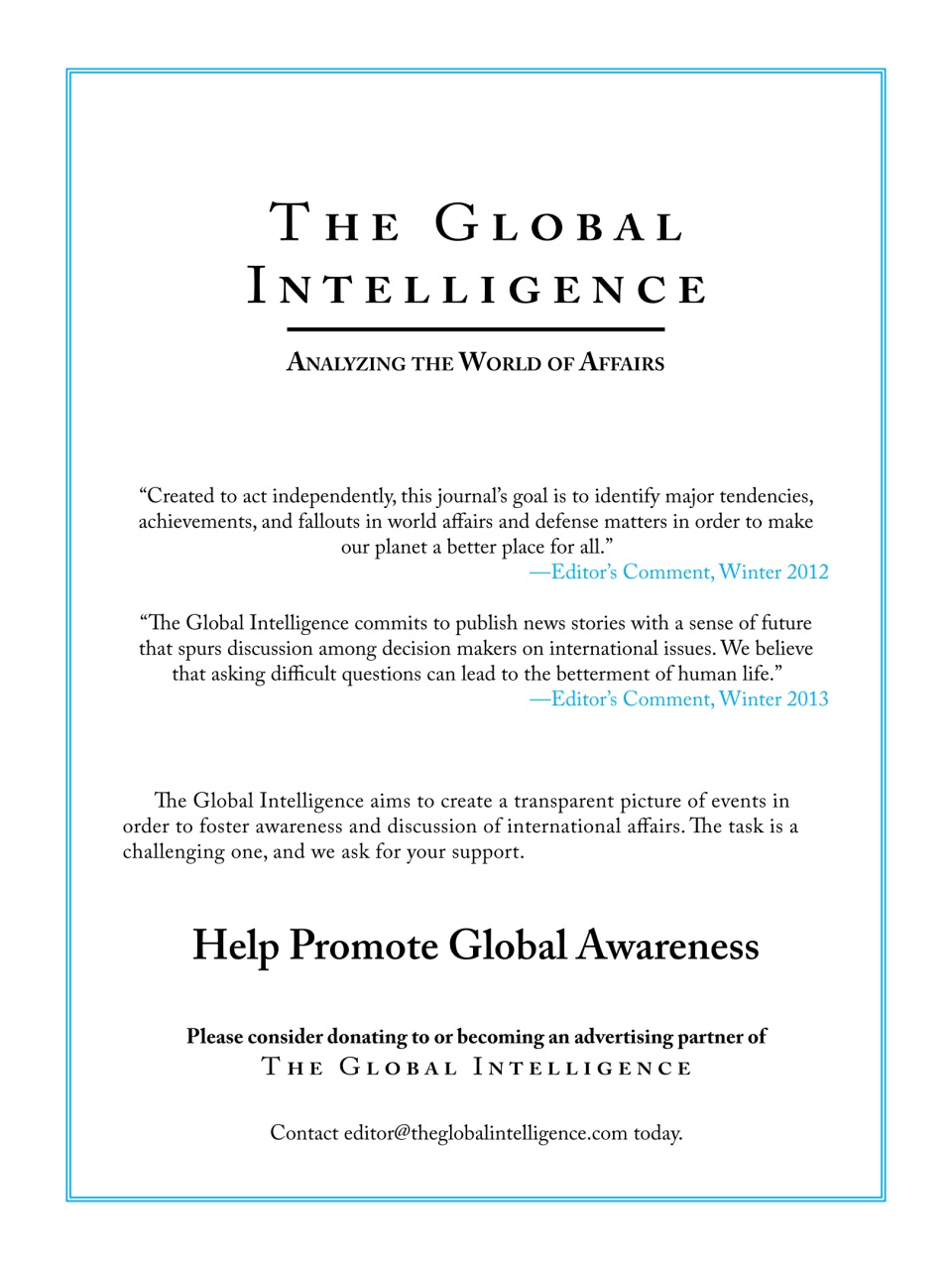 The Global Intelligence Preview Pages