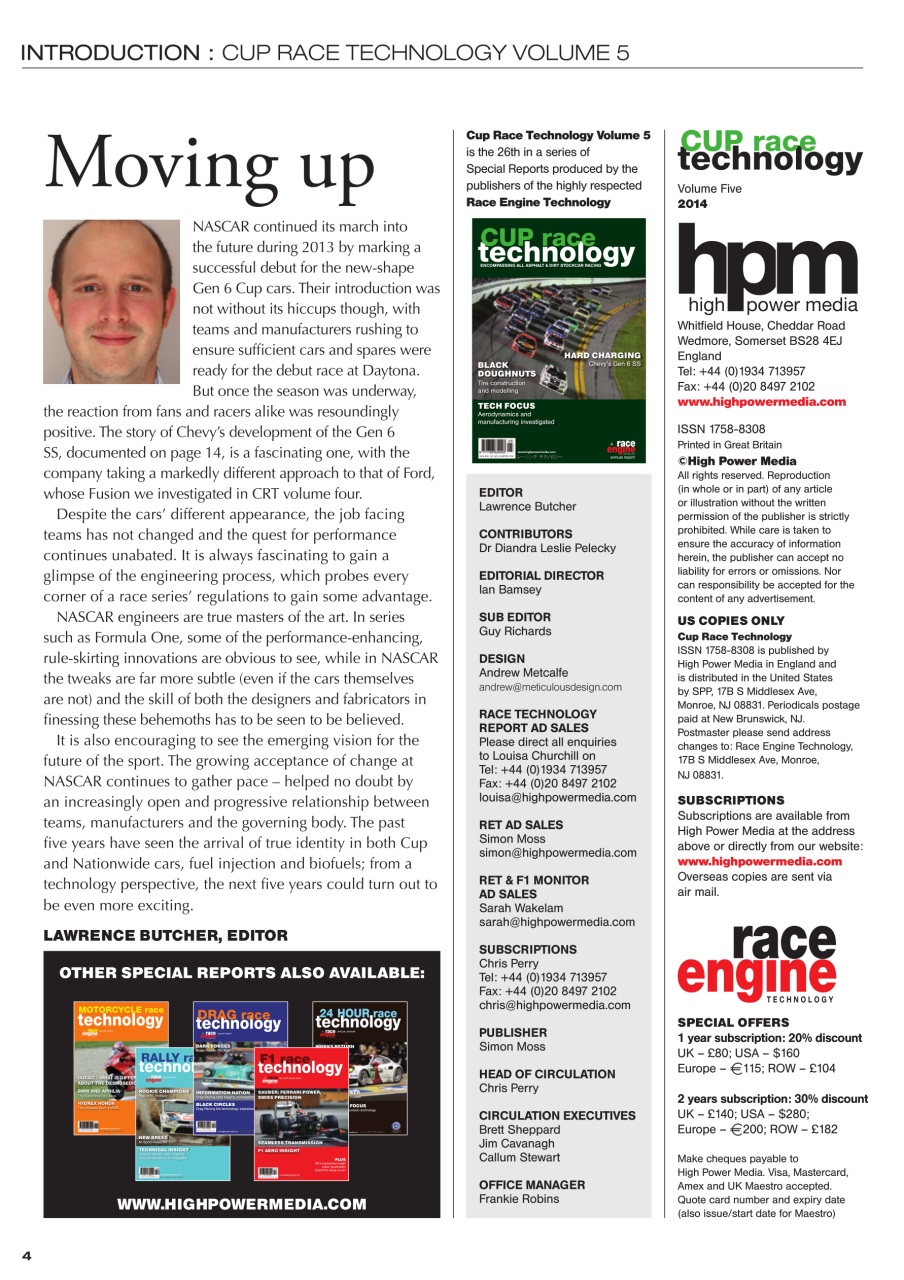 CUP Race Technology Preview Pages