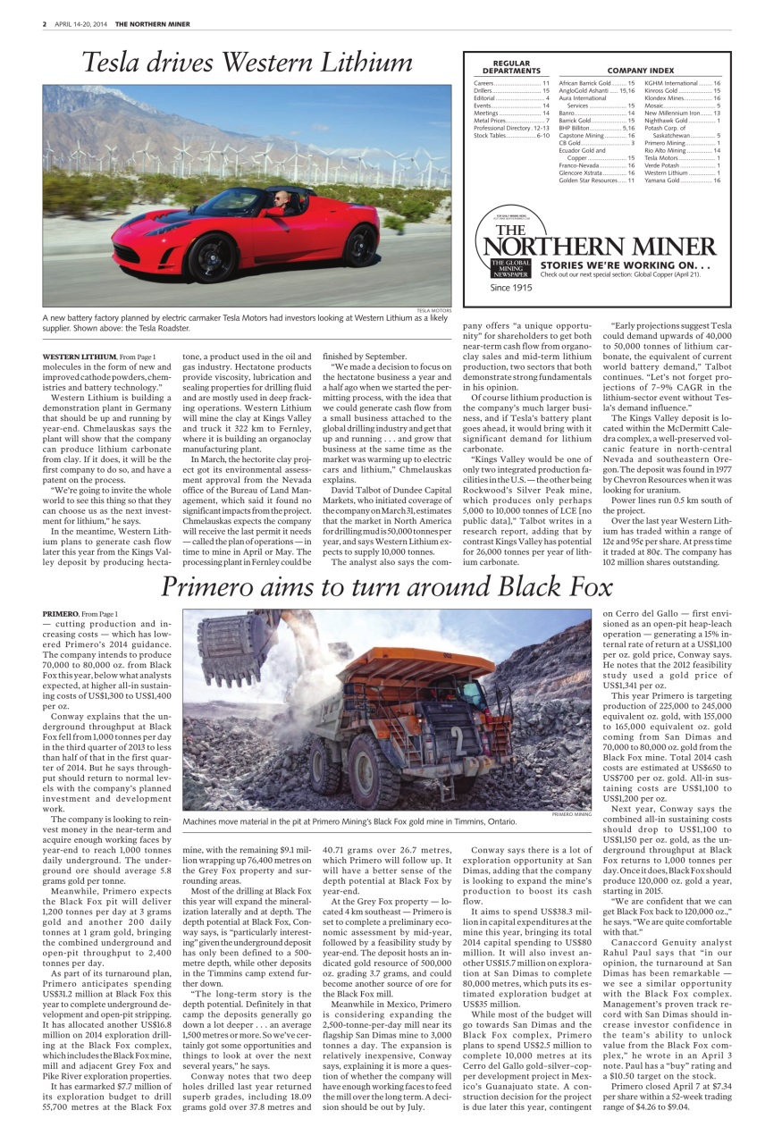 The Northern Miner Preview Pages