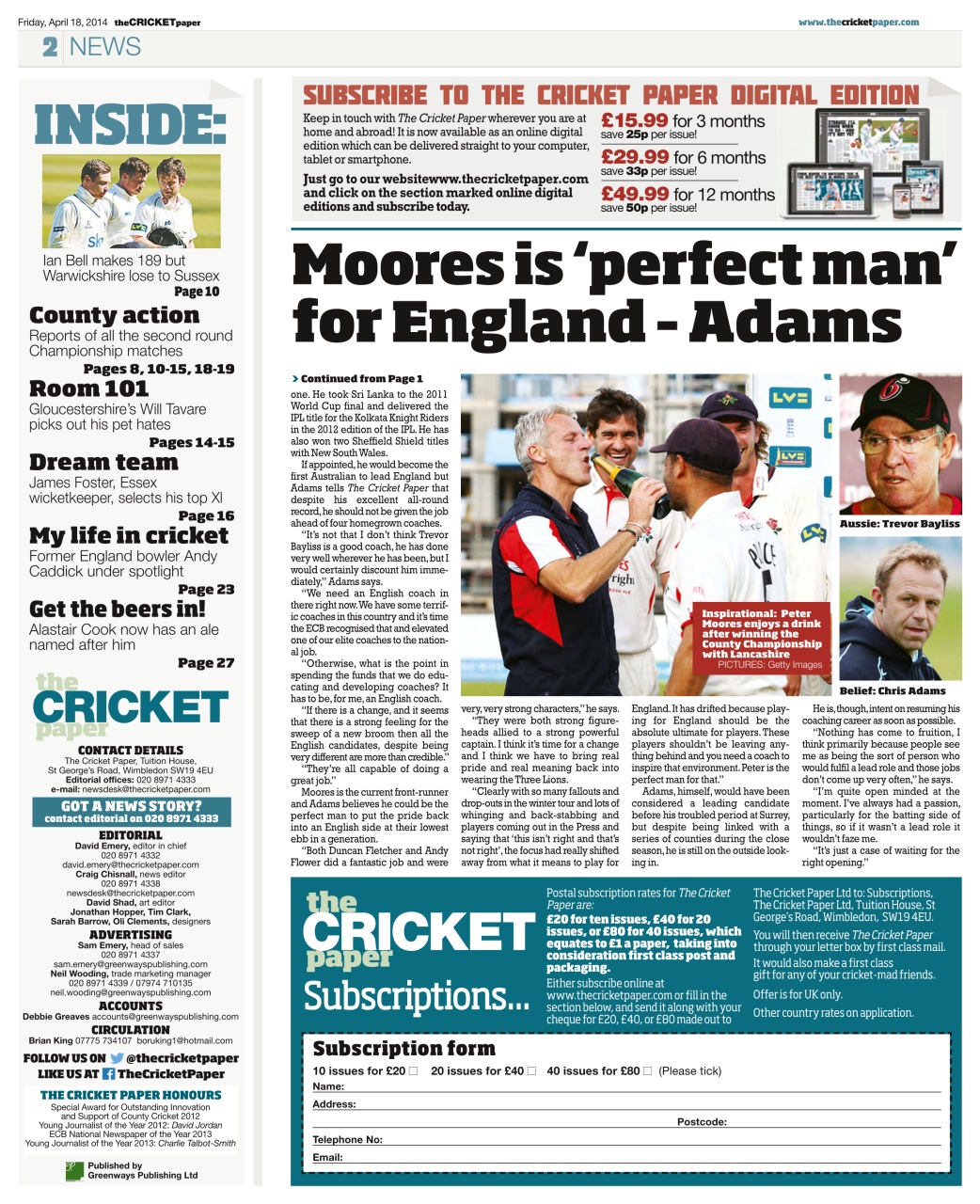 The Cricket Paper Preview Pages