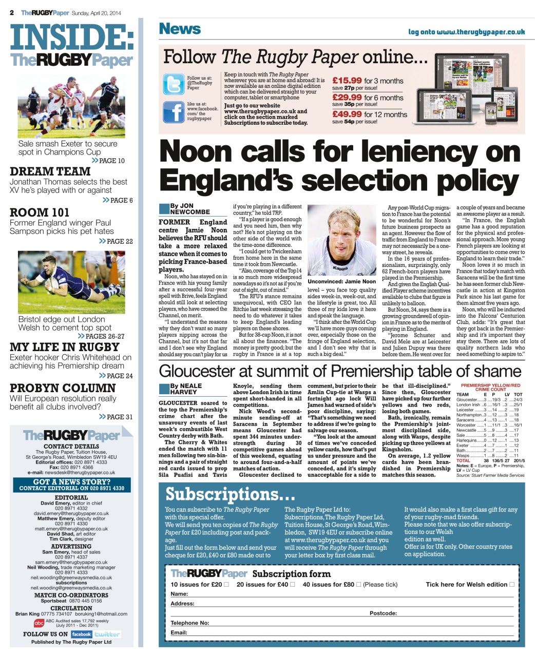 The Rugby Paper Preview Pages