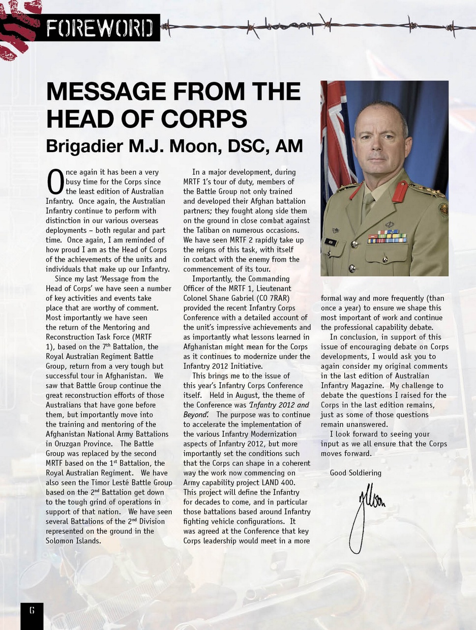 Australian Infantry Magazine Preview Pages
