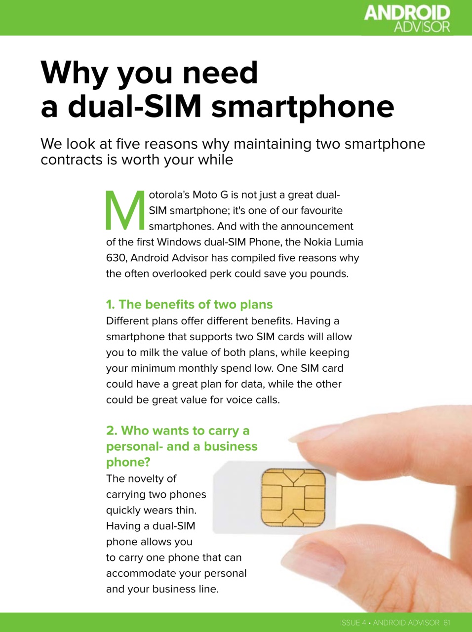 Android Advisor Preview Pages