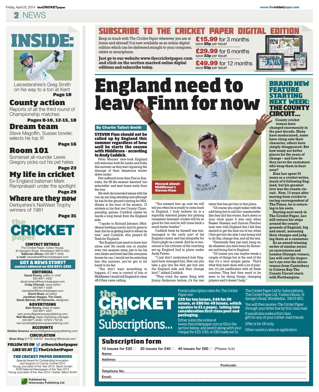 The Cricket Paper Preview Pages