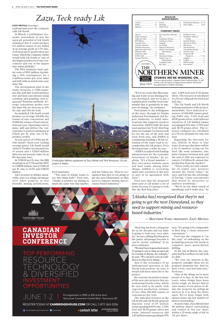 The Northern Miner Preview Pages