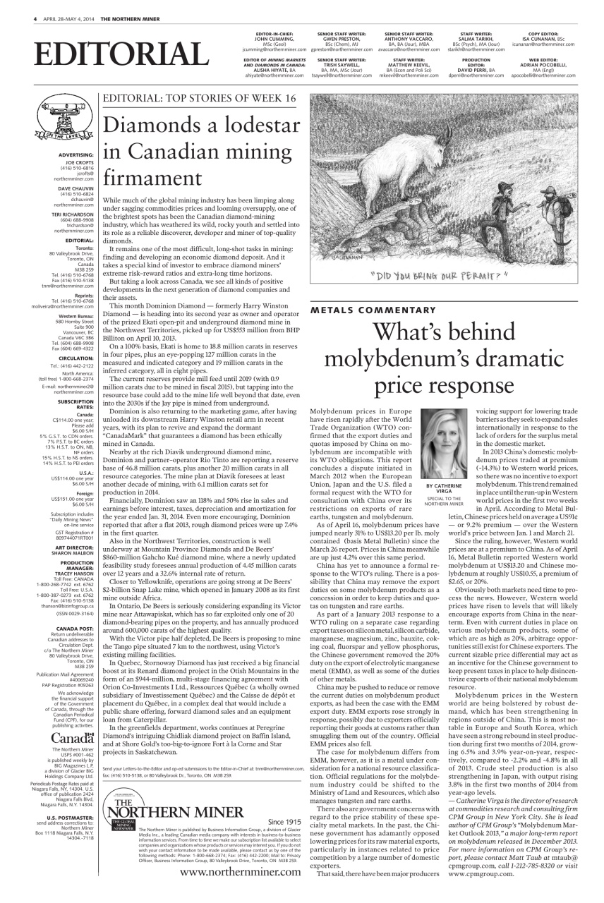 The Northern Miner Preview Pages