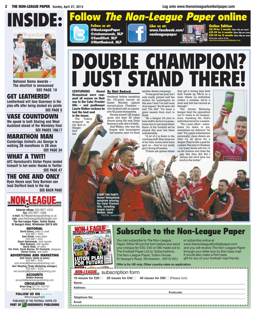 The Non-League Football Paper Preview Pages