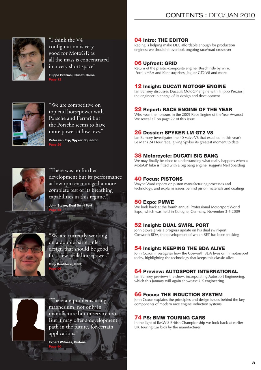 Race Engine Technology Preview Pages