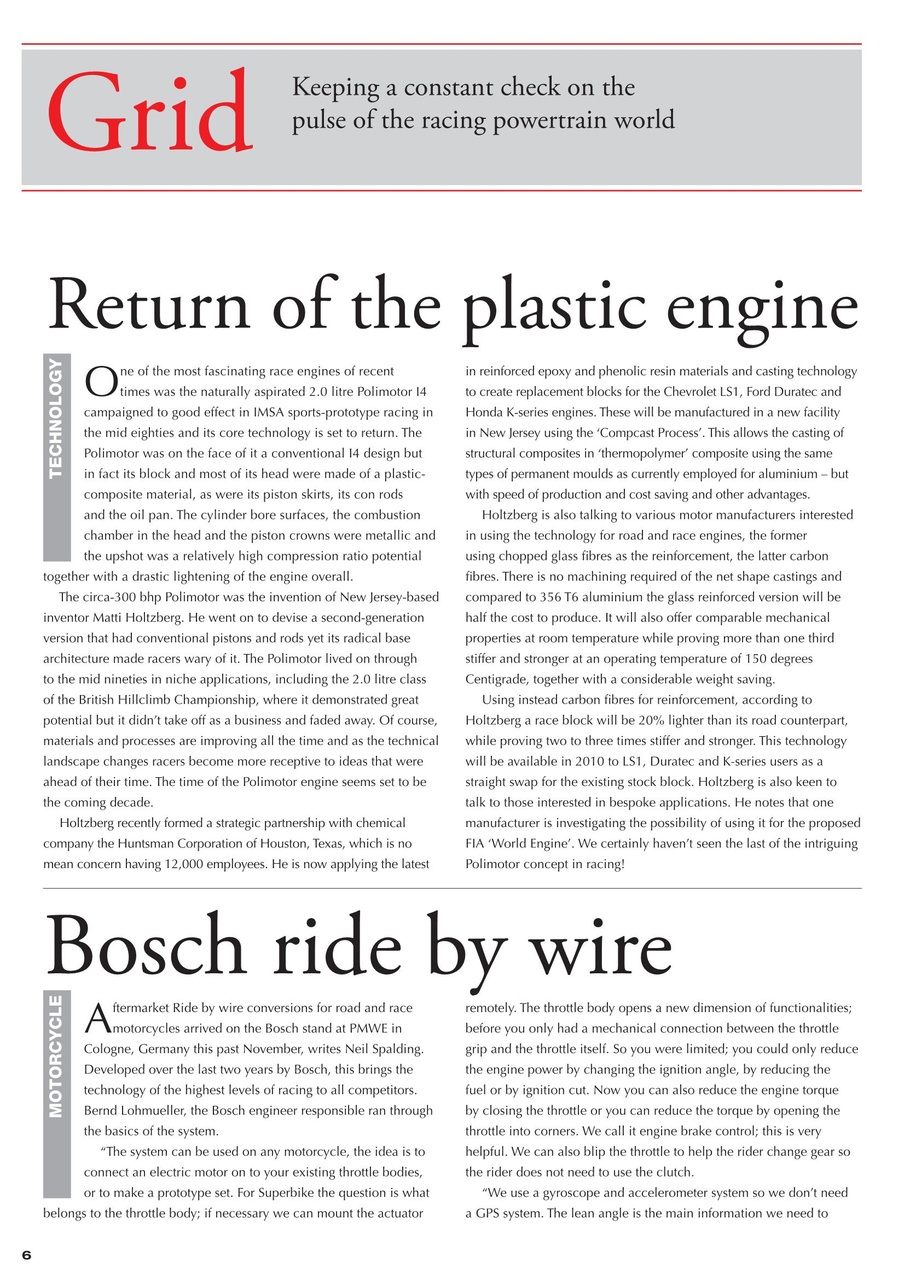 Race Engine Technology Preview Pages