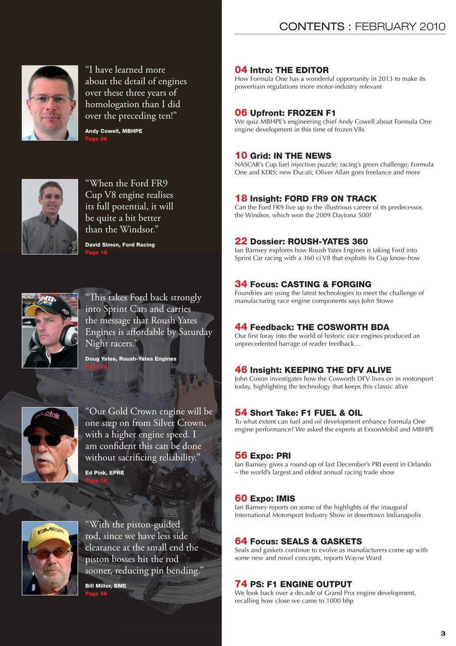 Race Engine Technology Preview Pages