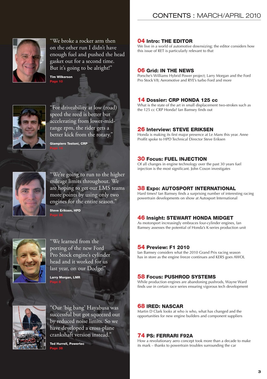 Race Engine Technology Preview Pages