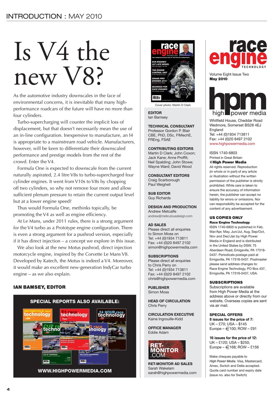 Race Engine Technology Preview Pages