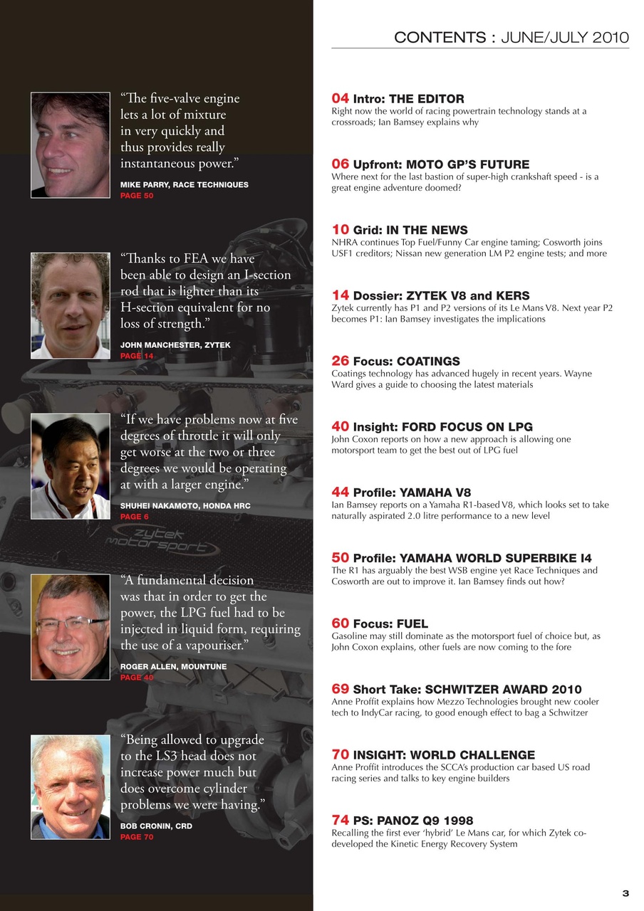 Race Engine Technology Preview Pages