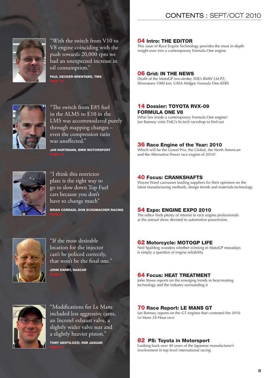 Race Engine Technology Preview Pages