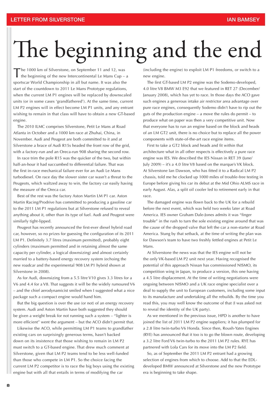 Race Engine Technology Preview Pages