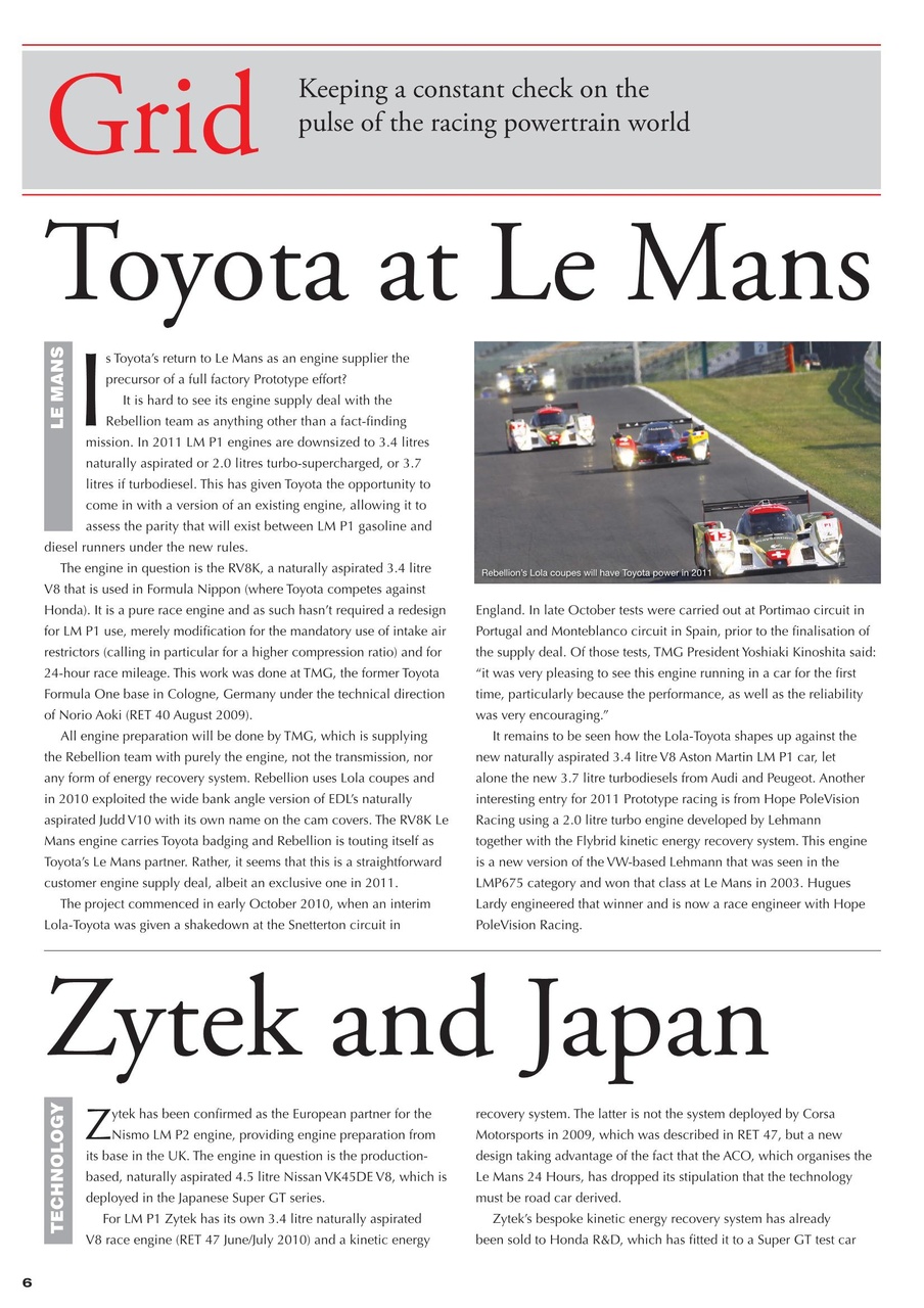 Race Engine Technology Preview Pages