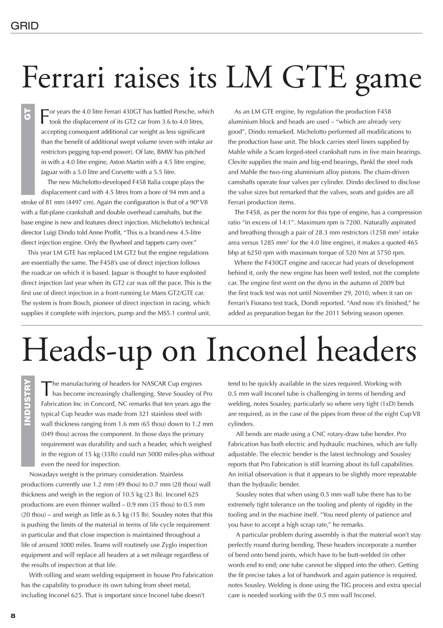 Race Engine Technology Preview Pages