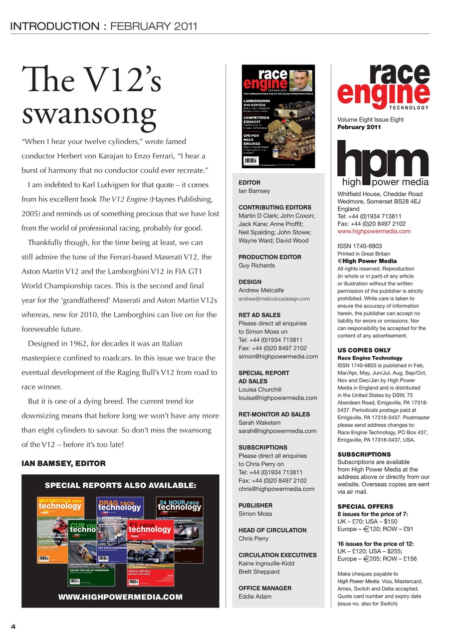 Race Engine Technology Preview Pages