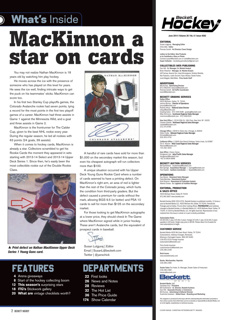 Beckett Hockey Magazine Preview Pages