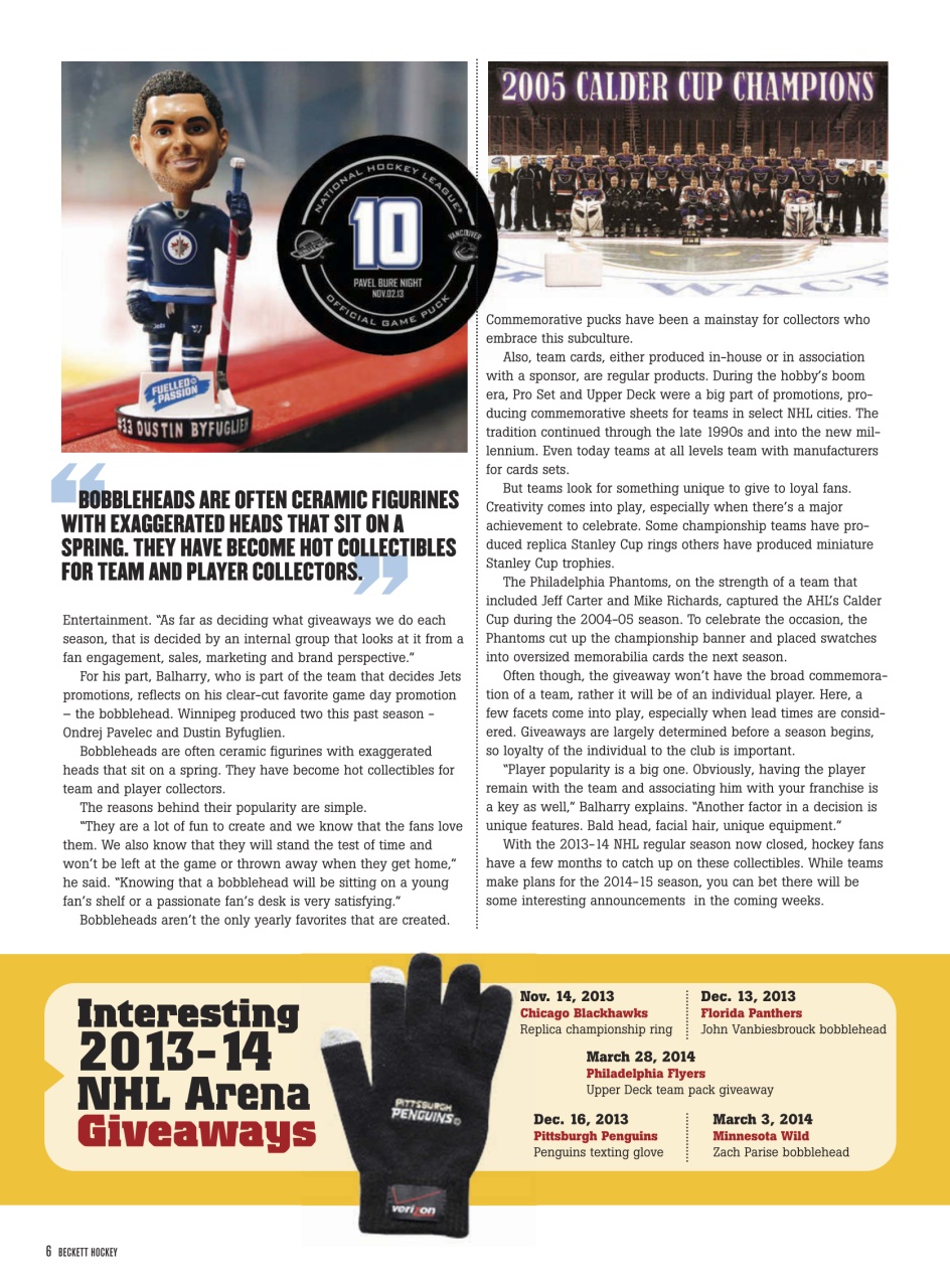 Beckett Hockey Magazine Preview Pages