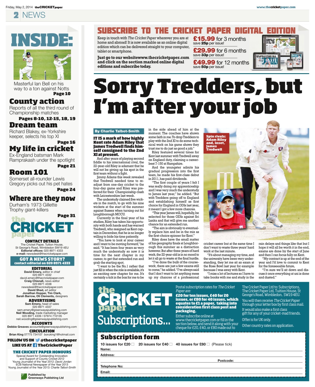 The Cricket Paper Preview Pages