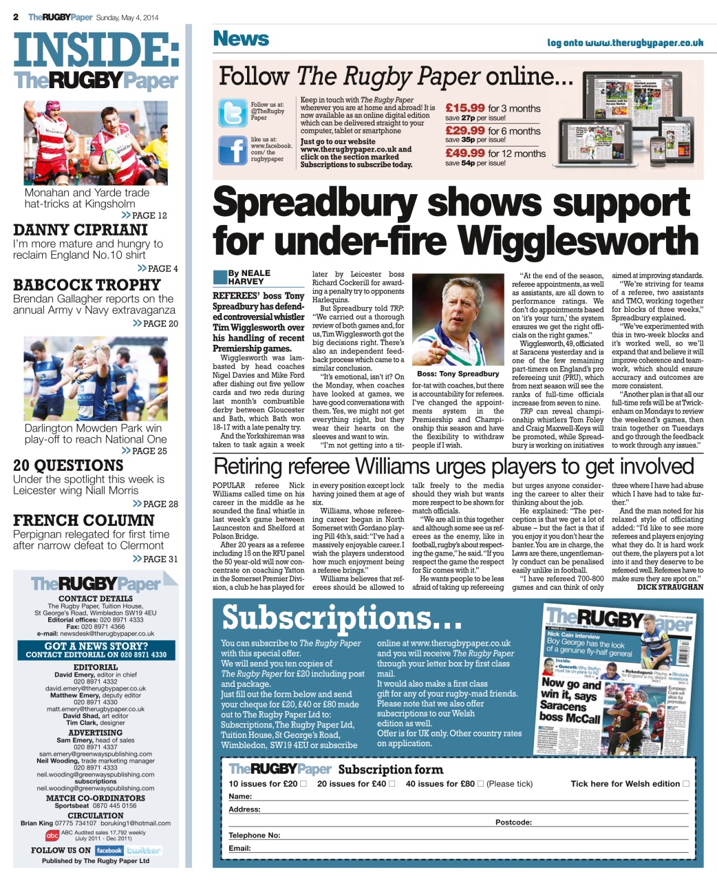 The Rugby Paper Preview Pages